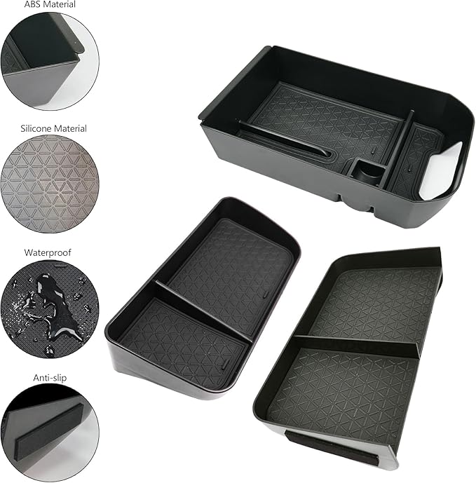 8PCS Center Console Organizer for Toyota RAV4 2025 2024 2023 2022-2019 Dashboard Storage Organizer, Console Divider Storage Tray, Armrest tray, 4 of CarSeat Hooks, Sunglass holder