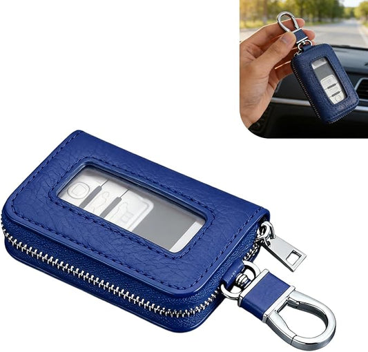 1PC Car Key Fob Case, Leather Car Key Holder for Purse, Automotive Smart Key fob Holder with Hook, for Remote Key Fob