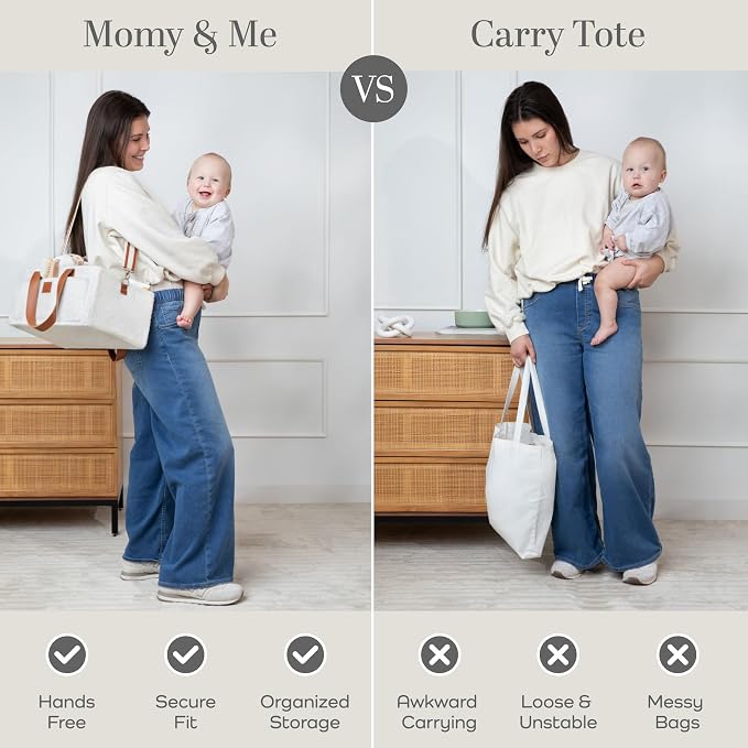 Momy & Me Diaper Caddy Organizer with Handle – Portable Baby Organizer and Storage Caddy for Nursery, Car, and Home | Compact Diaper Storage Basket for Newborn Essentials