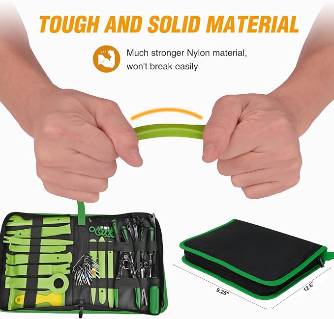 GOOACC 238Pcs Trim Removal Tool, Auto Push Pin Bumper Retainer Clip Set Fastener Terminal Remover Tool Adhesive Cable Clips Kit Car Panel Radio Removal Auto Clip Pliers, Green