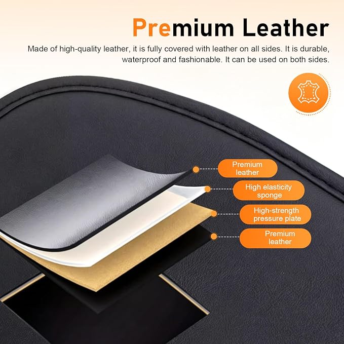 2 PCS Car Seat Gap Filler Organizer, Leather Front Seat Side Console Gap Filler, Anti-Slip Strap Center Console Organizer with Card Slots, Universal for Car, SUV, Truck (Black)