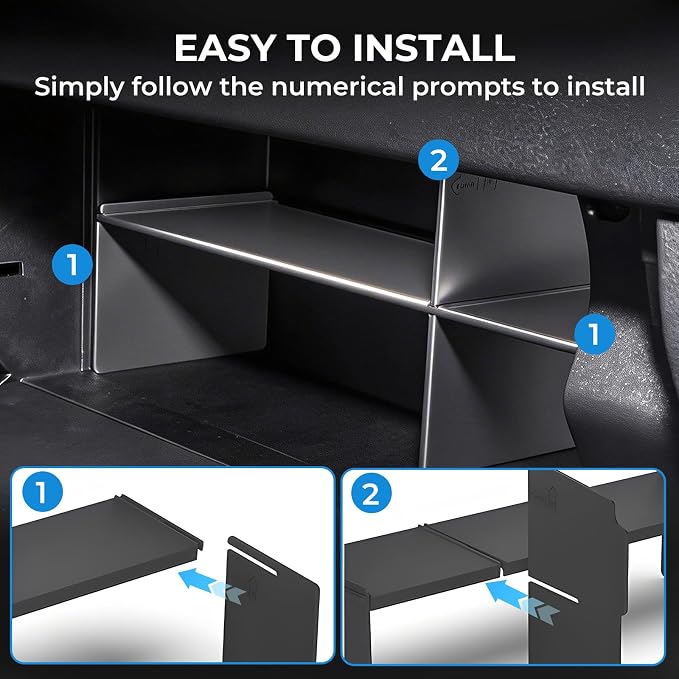Glove Box Organizer Compatible with Toyota Tundra 2026 2025 2024 2023 2022, Interior Accessories Glove Box Compartment Insert Storage Dividers for 2022-2026 Tundra, Black