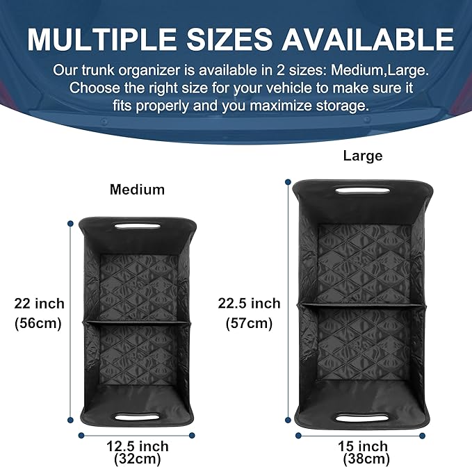 Deosk Car Trunk Organizer and Storage with Reinforced Handles, Waterproof Polyester Trunk Organizer for SUV, Minivan, Truck (Large, Black)