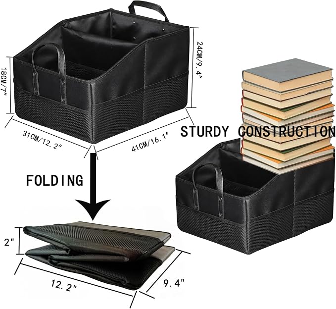 Collapsible Car Seat Organizer with 9 Compartments, Folds Flat, Brown | Dividable Partitions storage with dividers & mesh pockets. Fits front/back seats. Folds flat for easy storage when not in use