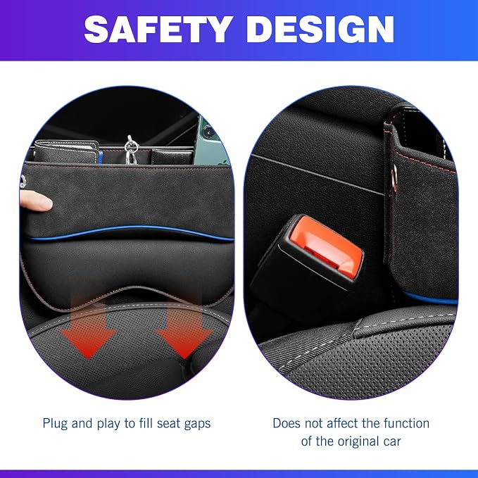 Seat Gap Filler, Multifunctional Storage Bag for Mobile Phone Sunglasses Documents Wallet, Soft Padded Leather Anti-scratch Organizer, for Cars Trucks Portable Indoor Accessories (Black)