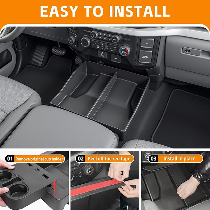 Bench Seat Floor Organizer Compatible 2015-2026 Ford F150&2017–2026 F250 F350 F450 Under Seat Storage Box Center Console Organizer Bin for F150 Accessories(F150 F250 Jump Seat)