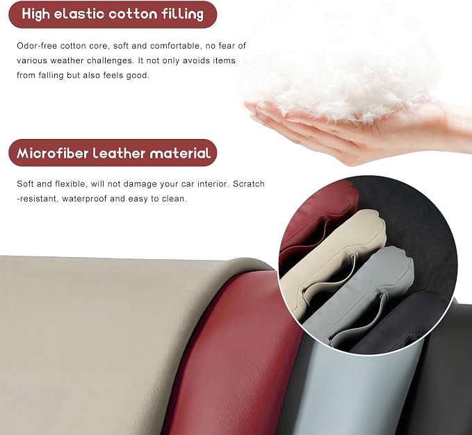 2 PCS Leather Car Seat Gap Filler, No-Drop Seat Guard Crevice Plug Blocker with Securing Strap, Universal Vehicle Gap Catcher Stop Things from Dropping, Car Accessories (Beige)