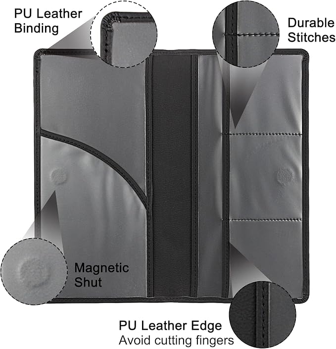 LumiMokki Premium Car Registration & Insurance Card Holder with Magnetic Shut, Vehicle Glove Box Car Organizer - For Documents, Cards, License (Black)