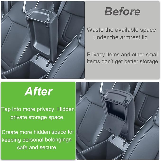 PIMCAR Center Console Hidden Organizer for Hyundai Santa Cruz 2026 2025 2024 2023 2022 Armrest Hidden Storage Box Secret Compartment Press to Open and Close