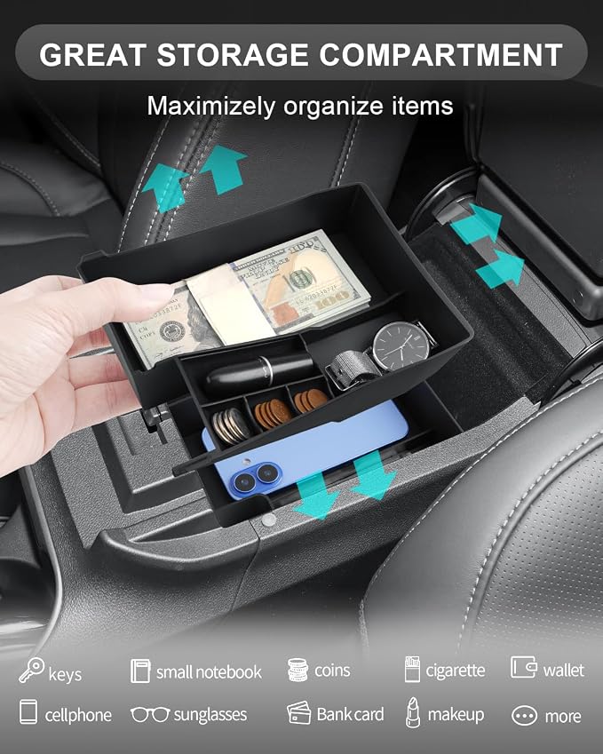 CDEFG 2Pcs for 2025 Subaru Outback Legacy Center Console Organizer, for 2020 2021 2022 2023 2024 2025 Subaru Outback Legacy Accessories Middle Console Organizer Armrest Storage Box