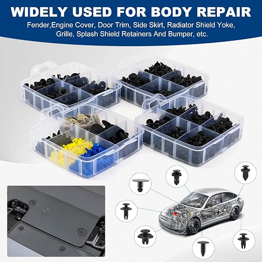 650pcs Push-Type Retainer Clips, Bumper Fender Nylon Rivets of 22 Most Popular Sizes and 5 Fastener Removers for Most Models
