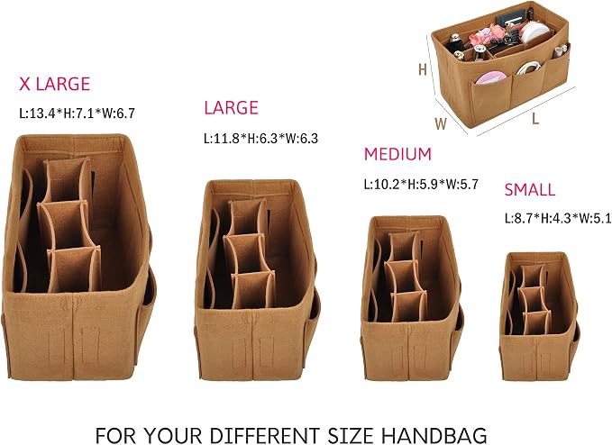Vercord Felt Purse Organizer Handbag Insert Liner Shaper Bag in Bags for Speedy Neverfull Tote Brown Large