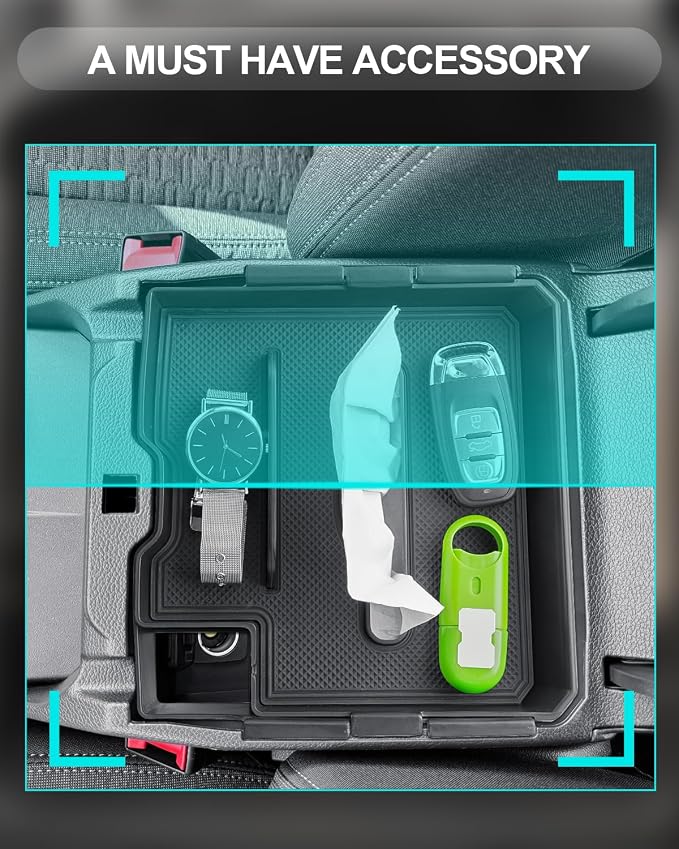 CDEFG 2PCS Center Console Organizer for 2024 2025 2026 Ford Ranger Middle Console Dual Organizers with Tissue Slot