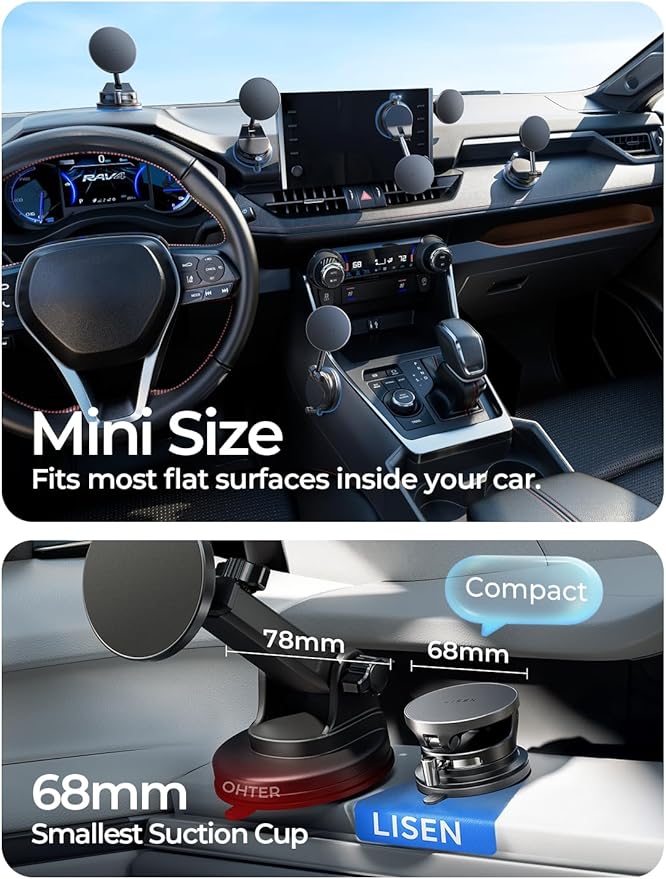 LISEN for 15W Magsafe Car Mount Charger 2 Pack, Magnetic Phone Holders for Your Car, Magnetic Wireless Car Charger, Suction Phone Mount for Car Accessories for iPhone 17 Pro Max 16 15 14 13 12