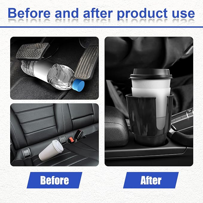 Dickno Cup Holder Expander for Car, 4 Inch Car Cup Holder Expander Adapter, Detachable Expander Car Coffee Mug Adapter Organizer, Car Cup Holder for 32-50 oz Bottles & Cups