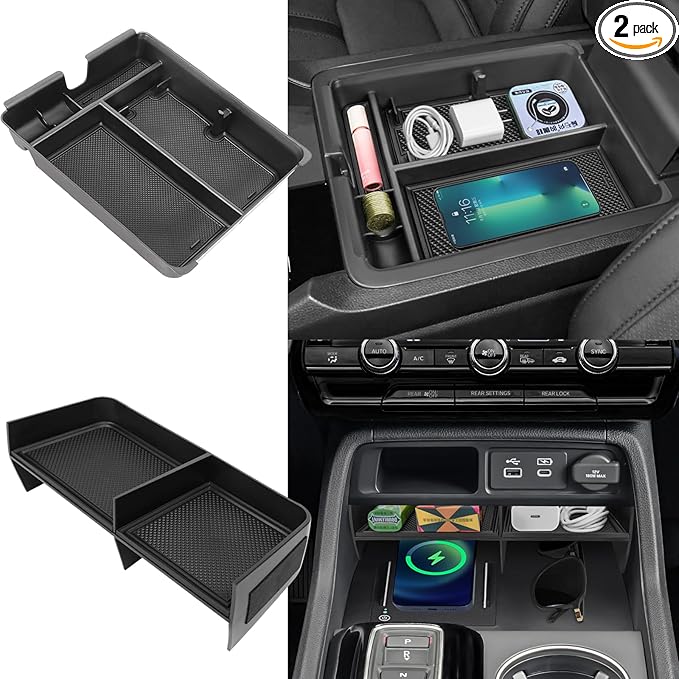 2PCS Center Console Organizer Compatible with 2023 2024 2025 2026 Honda Pilot/ 2026 Honda Passport Armrest Tray Insert Divider Slot Box Secondary ABS Plastic Material Interior Accessories