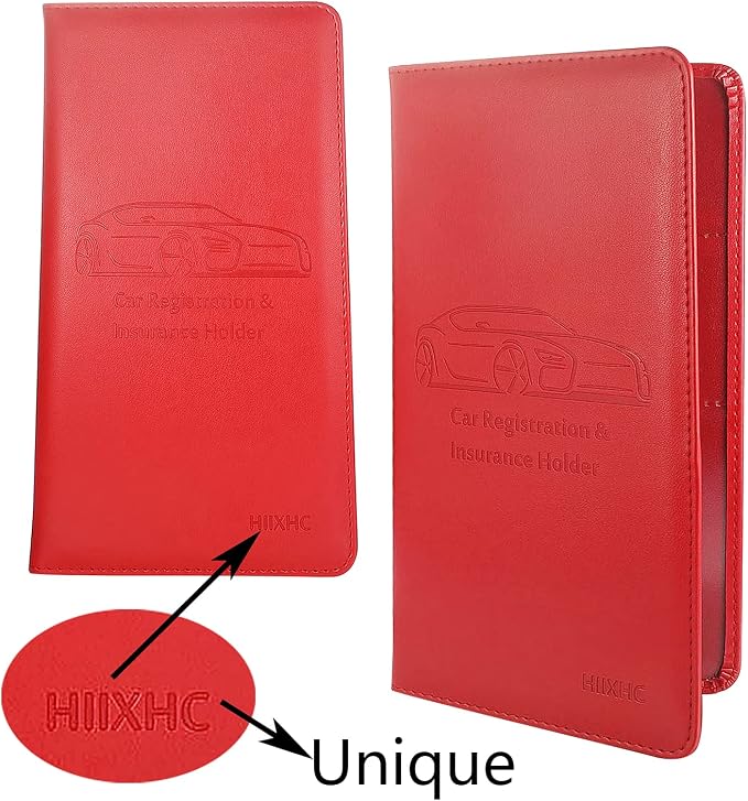 Car Registration and Insurance Card Holder - Leather Vehicle Glove Box Automobile Documents Paperwork Wallet Case Organizer for ID, Driver's License, Key Contact Information Cards