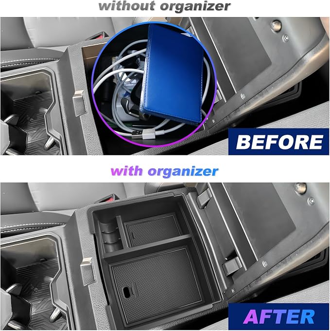 SXCY for 2024 2025 2026 Toyota Tacoma Center Console Organizer for 2024 2025 2026 Tacoma Accessories for 2024-2026 Toyota Tacoma Console Organizer Tray 2026 Tacoma Limited Accessories (w/USB Hole)