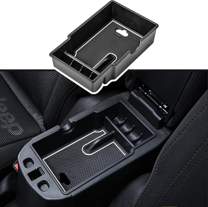 EDBETOS Center Console Organizer Tray Compatible with Jeep Renegade Accessories 2015-2019 2020 2021 2022 2023 Armrest Glove Box Secondary Storage (White Line)