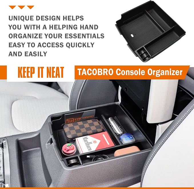 TACORBO Center Console Organizer Compatible with Kia Carnival 2026 2025 2024 2023 2022 Accessories Insert Tray, KA4 MPV Armrest Secondary Storage Box, Black Trim
