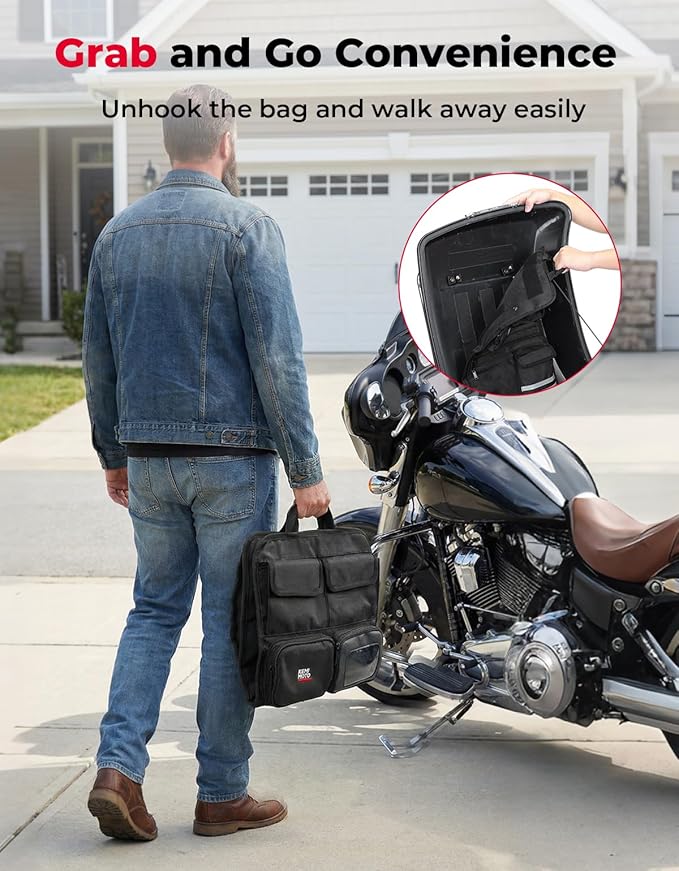 KEMIMOTO Upgraded Quick Release Organizer for Tour Pack Lid Compatible with Road Glide Road King Street Glide Touring Model Organizer Bag 1993-2013