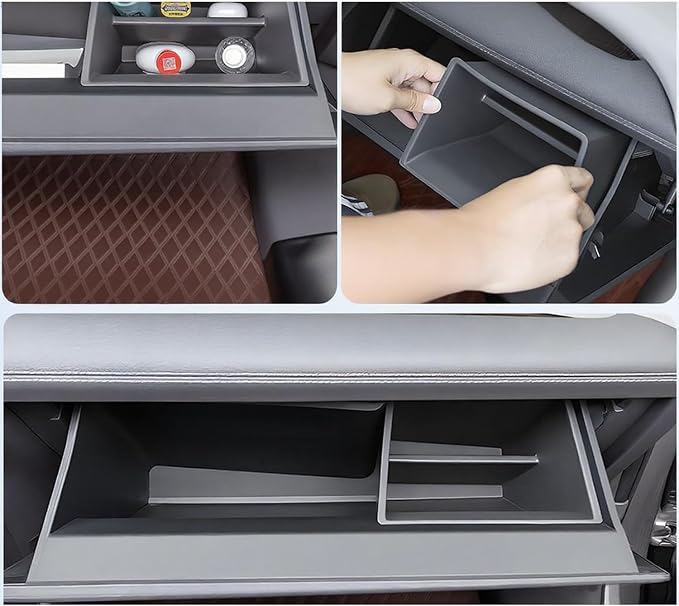 JYCDC Glove Box Organizer Compatible with Toyota Sienna 2026 2025 2024-2021 Accessories, Center Console Glove Compartment Divider Insert, ABS Secondary Storage Tray Interior Parts (Black) (Black)