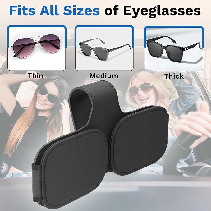 BFXM Sunglass Holder for Car Double Clip, Car Accessories Sunglasses Clip for Car Visor, Magnetic Leather for Car Visor, Cars Sun Visor Ticket Card Clip