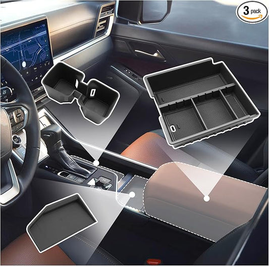 SXCY 3PCS for 2024-2026 Lexus GX550 Center Console Organizer for 2025 2026 Lexus GX550 Accessories [Armrest Console Tray+Cupholder+Wireless Charging Mat] 2024+ GX550 Armrest Insert Storage Organizer