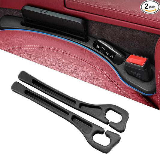 Car Seat Gap Filler, 2 PCS No Drop Seat Guard Drop Seat Gap Fillers Between Seat and Console Stop Things from Dropping Phone and Key Storage (Black)