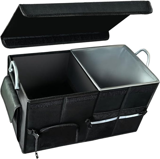 Collapsible Multi Compartment Car Trunk Organizer,SUV Trunk Organizer, suitable for Car Accessories Interior for Women and Men (JB-60)