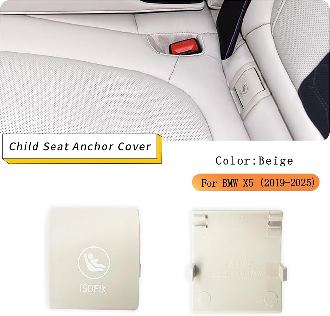 for BMW X5 G05 Child Seat Anchor Cover,ISOFIX Cover Rear Seat Anchor Cover Replacement for BMW X5 G05 2019-2025 52207499786 Beige 1pcs