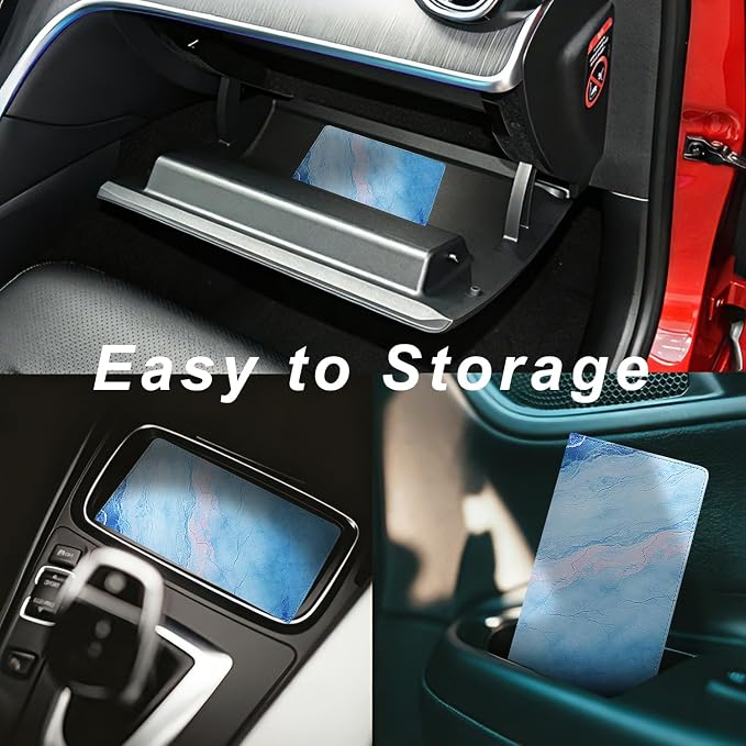 Car Registration and Insurance Holder, Premium Pu Leather Vehicle Glove Box Organizer - for Driver License, Cards & Essential Documents (L-Marble)