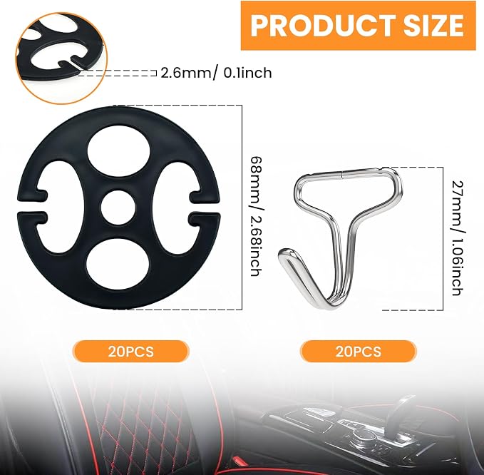 Aifeier ET 40Pcs Car Seat Cover Plum Plate Metal Hooks, 20 Pcs Plastic Car Seat Cover Chucks and 20 Pcs Metal Hooks Locking Clip, Card Fixed Fastener Buckle Replacement Accessories（Black