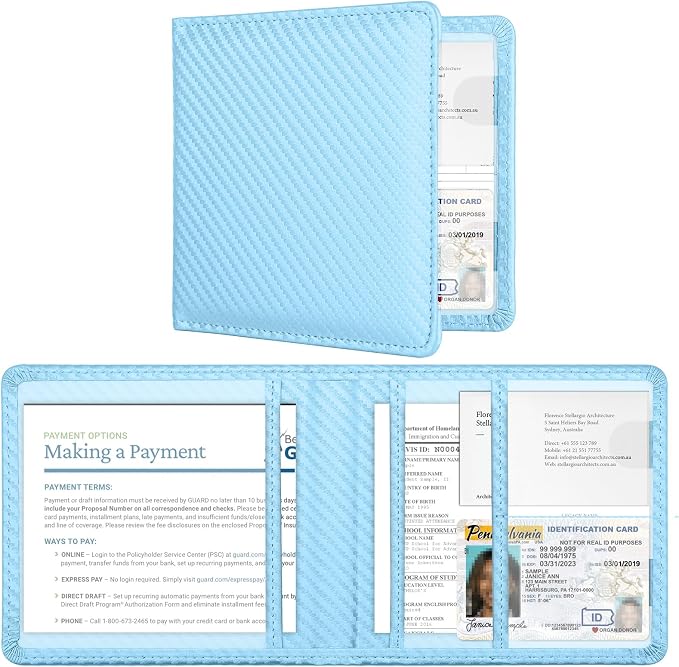 Car Registration and Insurance Card Holder，Vehicle Glove Box Car Organizer，Accessories Case for Storing Driving Licences, Cards, Documents
