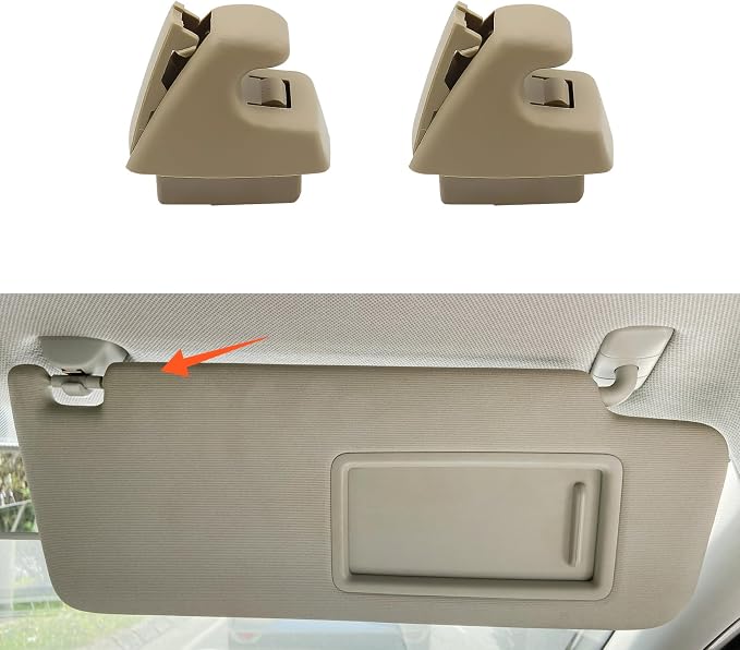 2PCS Sun Visor Support Retainer Clip, 95994975 95994976 Sun Visor Hook Clip Bracket Replacement, Anti Vibration Sun Visor Bracket Holder for Cruze Spark Verano, Car Accessories (Beige)
