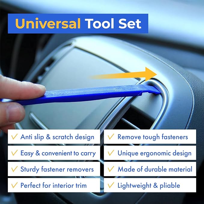 Auto Trim Removal Tool Set - 12pcs (No Scratch Plastic Pry Kit) - Auto Trim Car Tools, Easy Door Panel Removal Tool for Fastener, Clip, Molding, Dashboards, Interior Tools (Pack of 2)