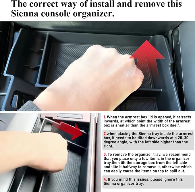 TTCR-II Compatible with Toyota Sienna Center Console Organizer 2021-2024 2025 2026, for Sienna Center Console Organizer Tray LE Limited Platinum SE XLE XSE 2021 2022 2023 2024 2025 2026