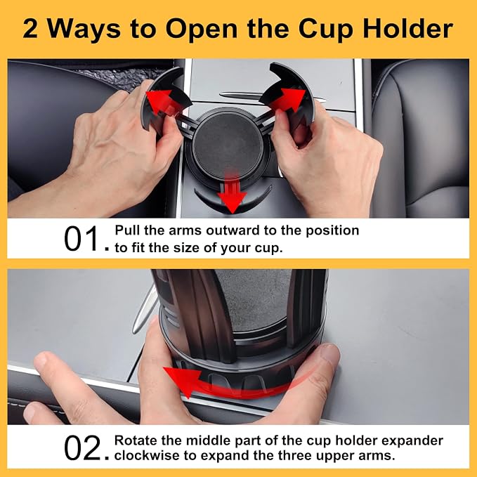 Cup Holder Expander (Adjustable Holder & Base, Auto-Fit Hold, One Button Open), Car Cup Holder Expander for Yeti, Hydro Flask, Nalgene, Owala, Bottles in 2.6"- 4.8" (Light Black, 1 Pack)
