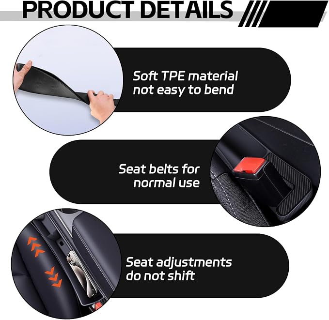 2PCS Car Seat Gap Filler Organizer, Multifunctional Seat Gap Storage Box for Phone Key, Stop Things from Dropping Between Seat and Console, Universal Interior Car Accessories (Beige)