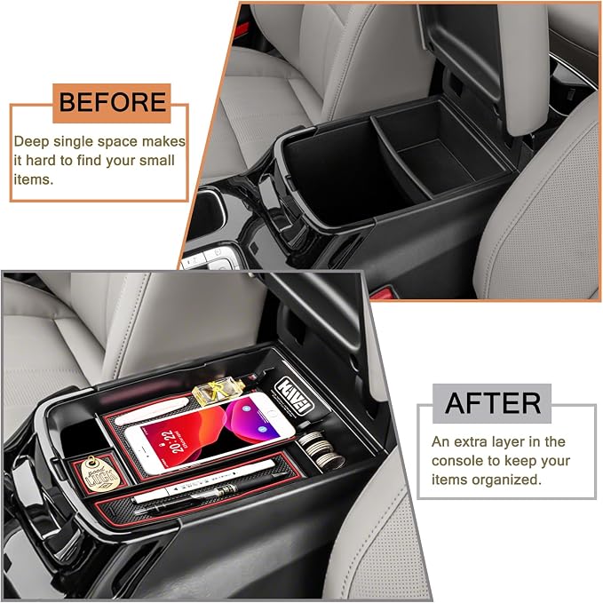 HGWEI Center Console Organizer Compatible with Kia Telluride 2020 2021 2022 2023 2024 2025 2026 Interior Accessories Insert Tray Coin Holder Armrest Secondary Storage Box, Red