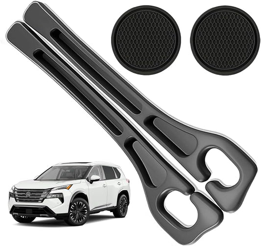 Car Seat Gap Filler Compatible with Nissan Rogue Accessories Seat Gap Plug Blocker with Storage Slot Organizer Non-Slip Car Cup Holder Coaster Black 2 Pack