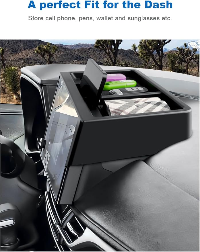 CDEFG Upgraded for 2025 2026 Toyota Sienna Dashboard Storage Box Behind-Screen Organizer for Toyota Sienna 2025 2026 Accessories for 12.3-Inch Touchscreen Dash Tray(Not for LE Trim 8-Inch)