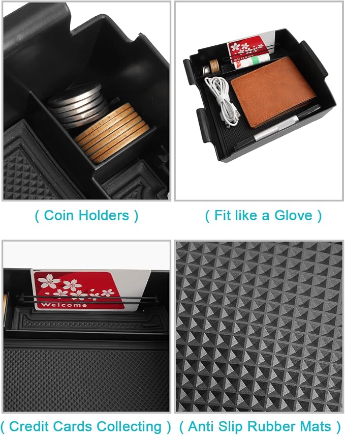 CDEFG 2Pcs Lower Center Console Tray Floor Console Organizer with Cup Holder Compatible with 2025 2026 Hyundai Tucson Limited Accessories Middle Console Storage Box