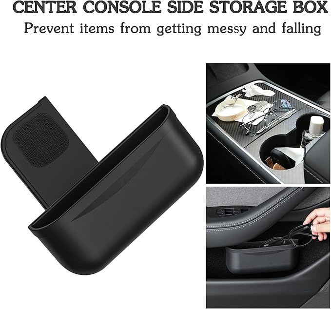 for Tesla Model Y 3 Sunglasses Holder Center Console Organizer Tray Storage Box Key Card Coin Holder Silicone Hook for Flocking Tesla Accessories