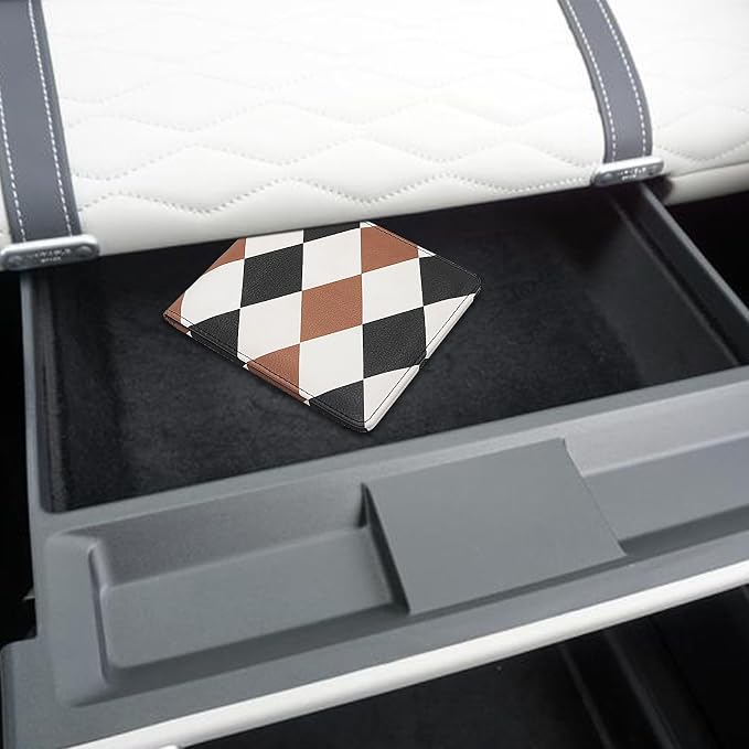 Car Registration and Insurance Holder, Premium Pu Leather Vehicle Glove Box Organizer - for Driver License, Cards & Essential Documents (S-Diamond pattern)