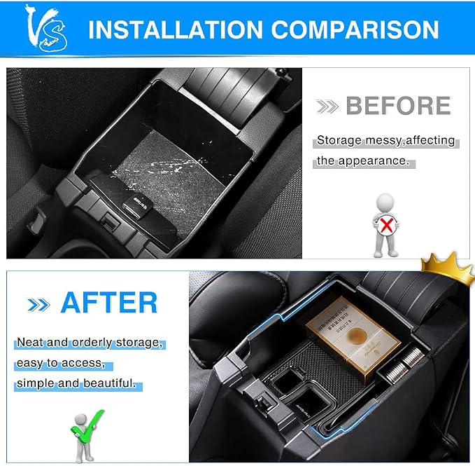 Karltys Compatible with Center Console Organizer Toyota Corolla 2019-2026/ Corolla Cross 2022-2026 Accessories Middle Console Tray Car Armrest Storage Box Container with Non-Slip Silicone Mats