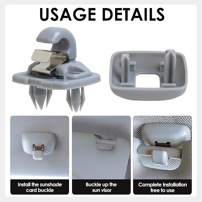 2015 Q5 Sun Visor Clip Replacement Compatible with Audi, Sunvisor Inner Clips for A1 A3 A4 A5 A6 Q3 Q5 S3 S4 S5 TT, ABS Construction Interior Sunscreen Holder Hook, OEM #8U0857562A (Grey)