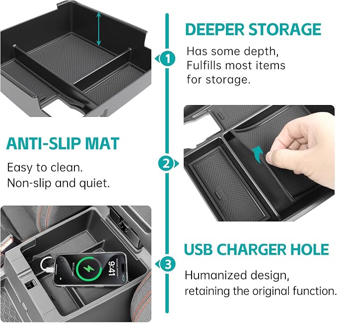 Center Console Organizer Tray Compatible with 2022-2026 Nissan Frontier S/SV/Pro-X/Pro-4X/SL Accessories, Armrest Storage Box for Nissan Frontier 2022 2023 2024 2025 2026