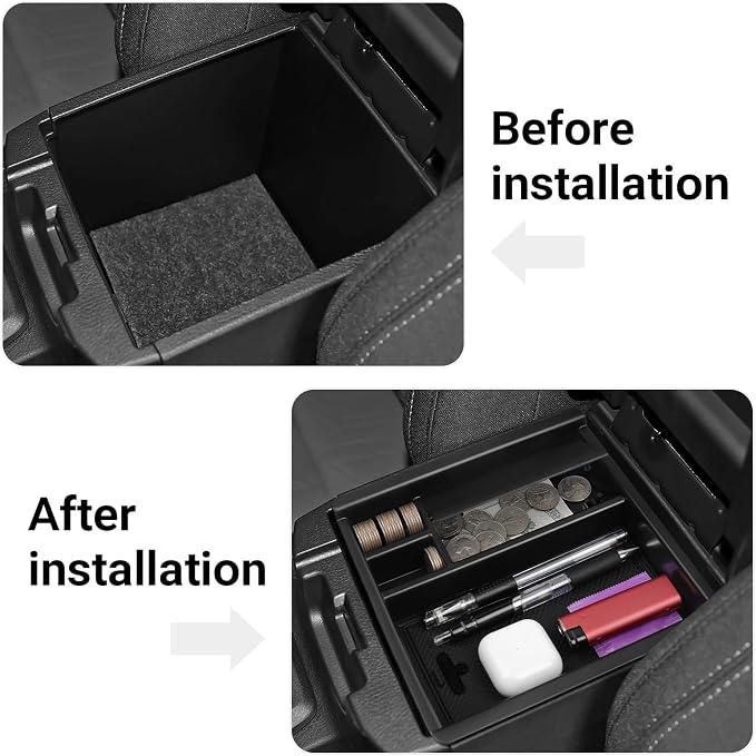 2PCS Center Console Organizer Compatible with Toyota 2016-2020 2021 2022 2023 Tacoma Accessories ABS Material Armrest Hidden Storage Box