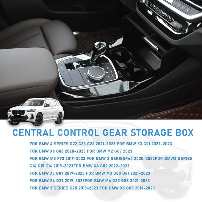 Center Console Organizer for BMW X3 iX3 X4 Accessories,Car Hidden Storage Box for BMW X3 X4 M2 M3 i3 M4 2019-2023 ABS Center Console Organizer Storage Box M3 328i 330i